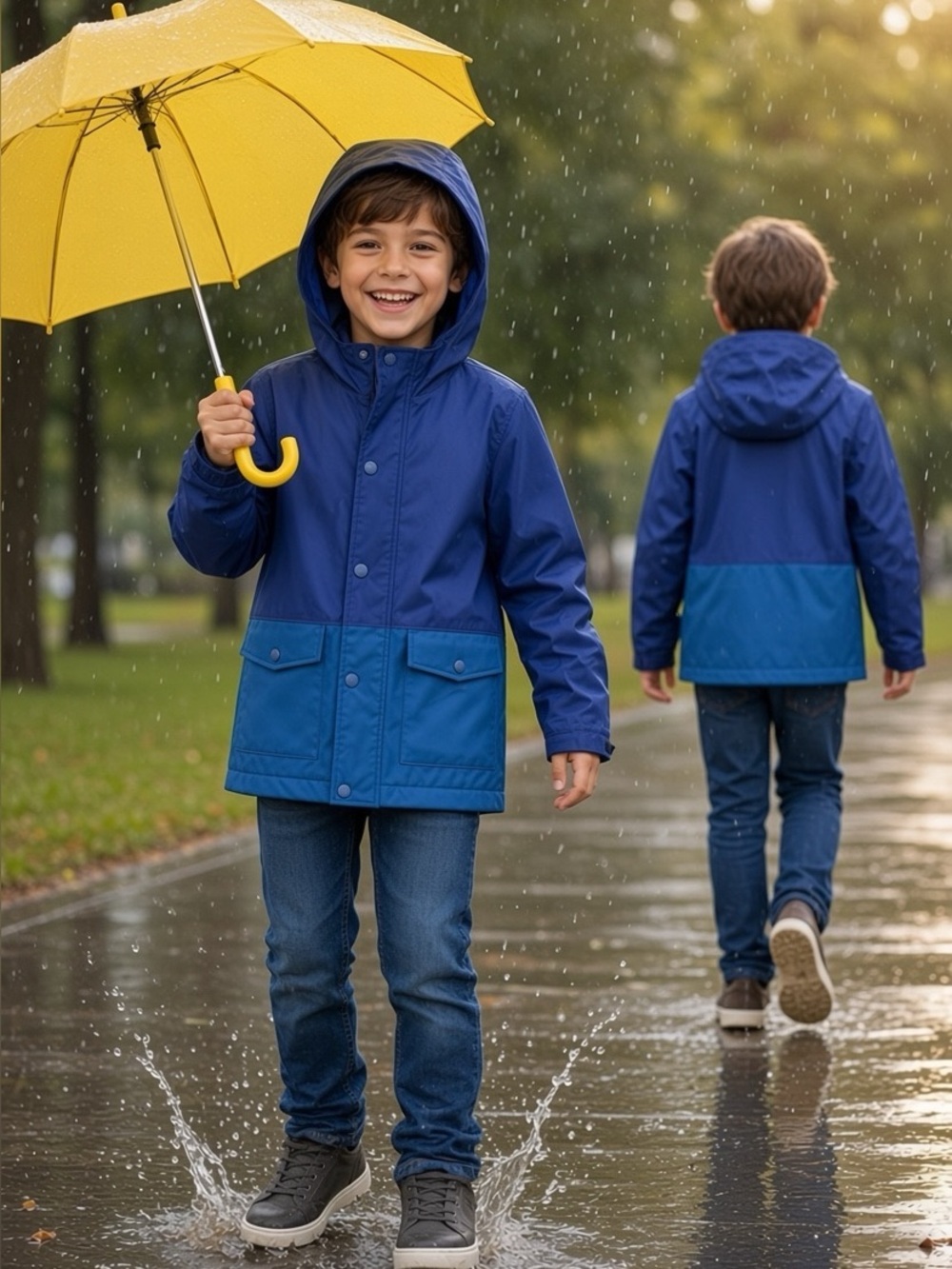 👛 (ANY 2/$20) JOE FRESH 2 Tone Blue Lined Rain Jacket